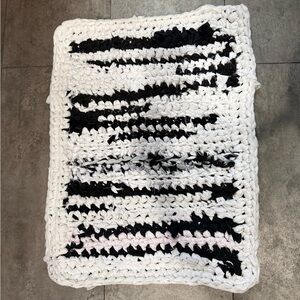 Handmade crocheted rag rug bathroom mat 26x20